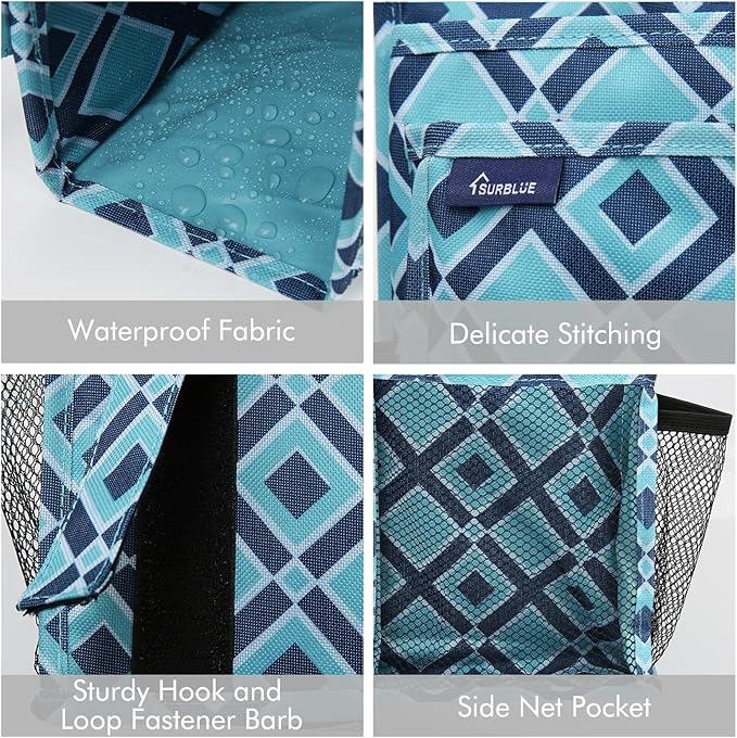 Surblue Bedside Caddy Hanging Bed Organizer Storage Bag Pocket for Bunk and Hospital Beds, College Dorm Rooms Baby Bed Rails, Camp 8 Pockets, (Large, Blue Plaid)