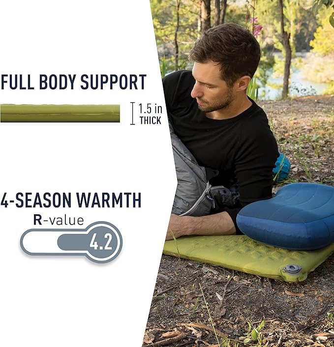 Sea to Summit Camp Self-Inflating Foam Sleeping Mat for Camping and Backpacking, Rectangular - Regular (72 x 25 x 1.5 inches)
