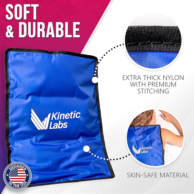Kinetic Labs Reusable Ice Pack for Injuries - Cold Pack for Back Pain Relief (11x14.5) - Large Ice Gel Pack for Back, Knee, Shoulder, Hip