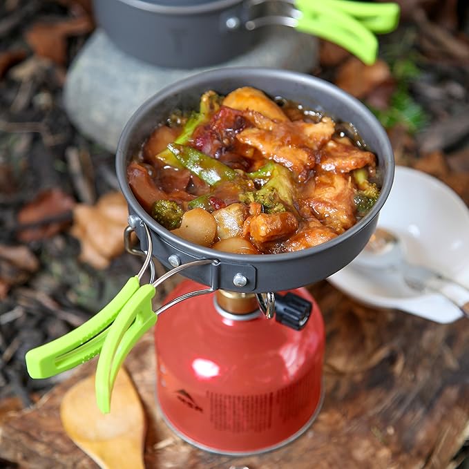 MalloMe Camping Cookware Mess Kit for Backpacking Gear – Camping Cooking Set - Camping Pots and Pans Set - Backpacking Stove/Portable Stove Compatible - Camp Kitchen Equipment Accessories Pot