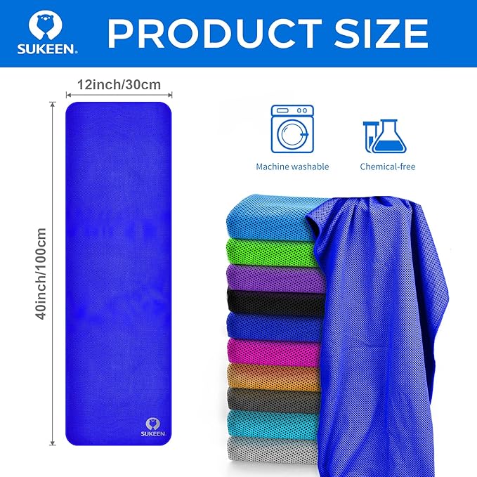 Sukeen Cooling Towel for Neck and Face (40"x12"),Ice Towel,Soft Breathable Chilly Towel,Microfiber Towel for Yoga,Sport,Running,Gym,Workout,Camping,Fitness,Workout & More Activities