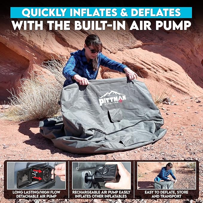 Pittman - Camping Inflatable Furniture Set with Built in Pump for Outdoors & Indoors - Blow Up Couch Set has Heavy Duty Puncture Resitant Fabric for Inflatable Sectional Comfort & Durability