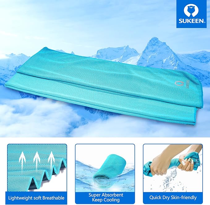 Sukeen Cooling Towel for Neck and Face (40"x12"),Ice Towel,Soft Breathable Chilly Towel,Microfiber Towel for Yoga,Sport,Running,Gym,Workout,Camping,Fitness,Workout & More Activities…