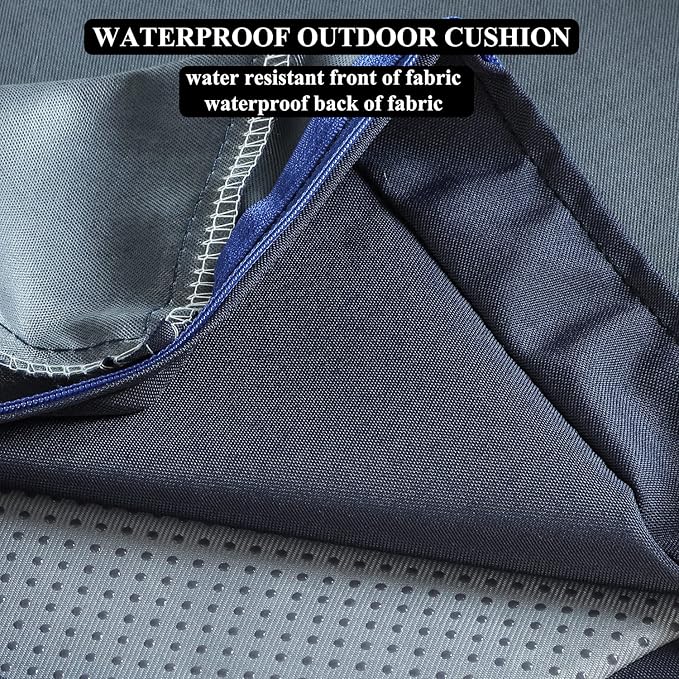 Patio Chair Cushions Set of 2 Non Slip Bottom Chair Pad with Ties Waterproof Square Outdoor Seat Cushion Replacement for Garden Swing Furniture 20x20 Inch, Navy Blue