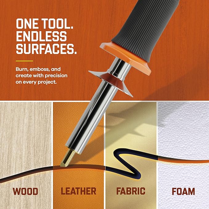 Craft Culture Wood Burning Tool Pen - Craft Burning Tools for Adults & Teens - Wood Burner Kit, Engraver, Carver, Pyrography, Woodburning - Includes 9 Premium Tips - Adjustable Temperature Control