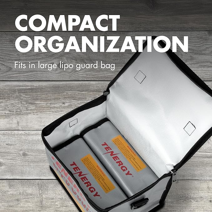 Tenergy 2 Pack, Fire Retardant Lipo Bags, Battery Bags for Charging and Storage, 7.3x3x2.4 inches Each