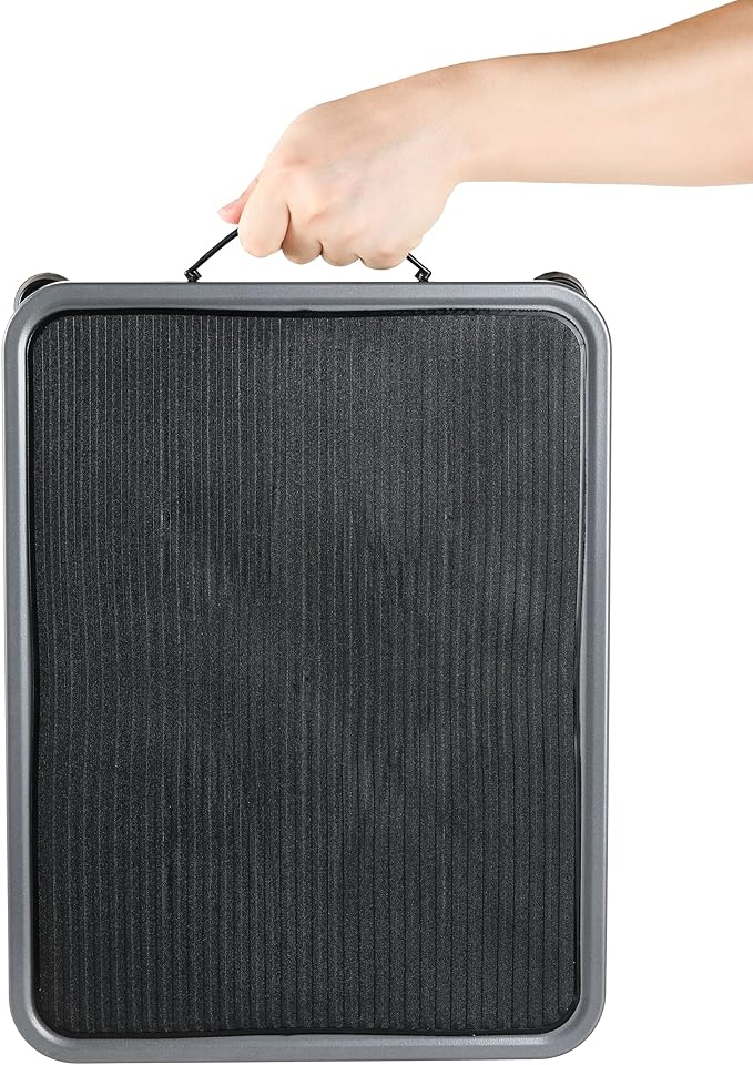 Heavy-Duty Step Stool with Carry Handle – 4.1" Low Foot Stool, Non-Slip Rubber Platform, 500lb Capacity – Portable Safety Step for Seniors, Adults, Bathroom, Bed, SUV – Gray, 17"x13"