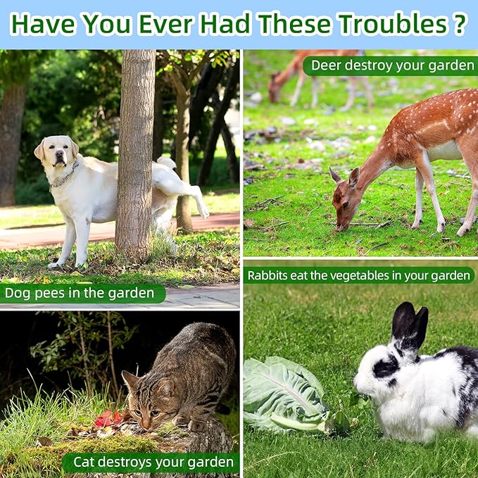 2025 Upgraded Solar Animal Repellent Outdoor Cat Deterrent Deer Repellent Devices with Motion Sensor & Flashing Light,Ultrasonic Control for Squirrel Raccoon Dog Rabbit Skunk for Yard Garden,4 Pack