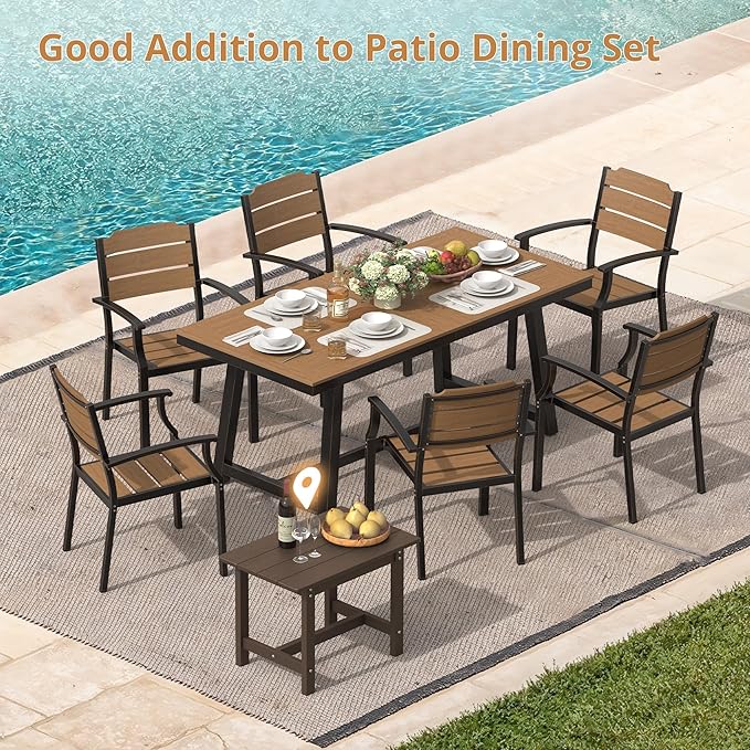 LUE BONA HDPS Large Size Outdoor Side Table, Outside End Table for Patio, Porch, Beach, Garden, Weather Resistant/Easy Maintenance/Indoor or Outdoor Use,Dark Brown