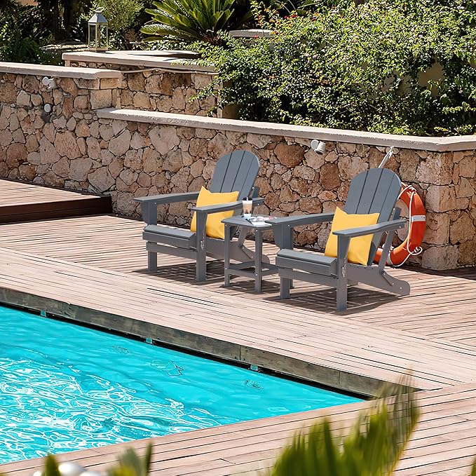 TORVA Patio Adirondack Side Table, Outdoor End Tables All-Weather Resistant HDPE Humidity-Proof Long Time Use for Deck, Lawn,Garden, Porch, Backyard End Table（Gray Color-1 Tier）