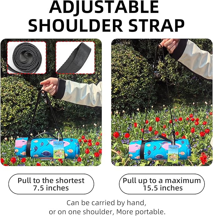 Outdoor Picnic Blanket Blue Ocean 60"x80" Sandproof Beach Blanket Waterproof Picnic Blankets Foldable for Caming, Beach, Outdoor Activities.