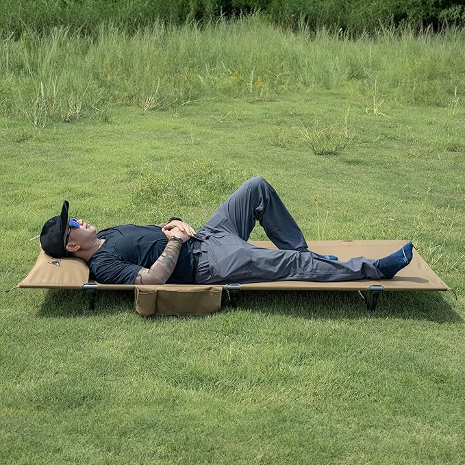OneTigris SUPRAGRIS Camping Cot, Support Up to 400lbs, Lightweight Comfortable Folding Bed for Camping, Hiking, Backpacking, Travel, Car Trips, Office Nap