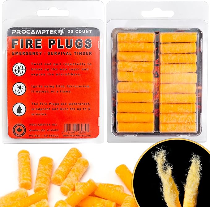 Fire Plugs 100% Waterproof Fire Starter for Emergencies, Survival, Campfire, Fire Pits, Grills | Burns 5+ Minutes, All Natural, Non-Toxic