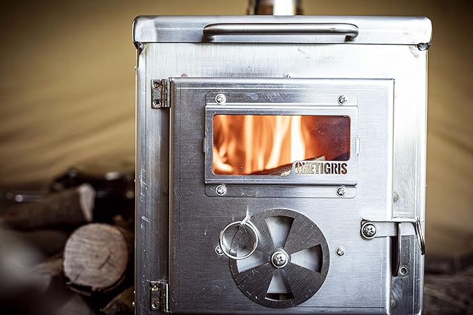 OneTigris Tiger Roar Tent Stove, Portable Wood Burning for Winter Camping Hunting and Outdoor Cooking, Pipes Included