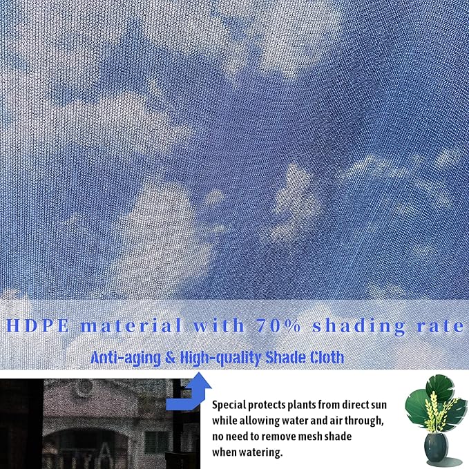 UCINNOVATE 2 Pack 70% Sunblock Shade Cloth 10ft x 10ft Shade Net Greenhouse Covers Fabric Mesh Tarp, Sunshade Sunscreen UV Resistant Netting with Grommets for Garden Patio Lawn Plant Outdoor Parking