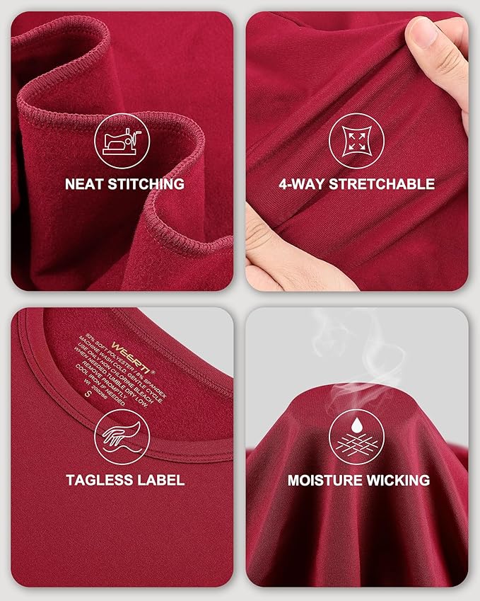 WEERTI Thermal Underwear for Women Long Johns with Fleece Lined, Base Layer Women Cold Weather Top Bottom