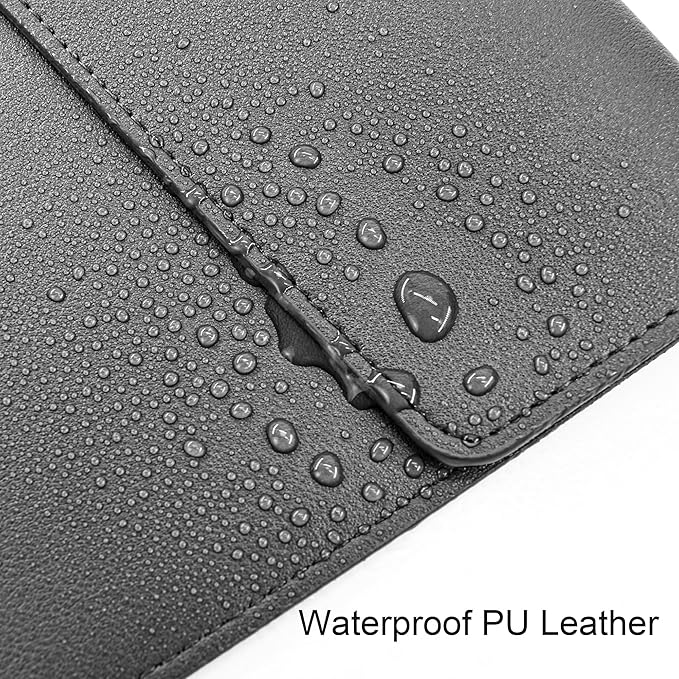 VANRA 1 Piece PU Leather File Folder Vertical A4 Document Holder File Envelope Waterproof Leather Portfolio Case Filing File Organizer for Letter Size with Magnetic Button Closure (Grey)