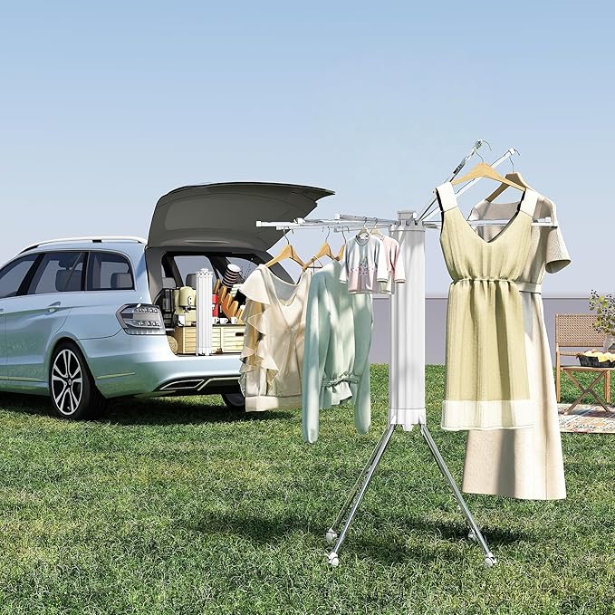 JOOM 4 Legs Single Layer Clothes Drying Rack, Garment Rack Portable and Foldable Space Saving Laundry Drying Rack - Drying Rack Clothing Floor Folding Balcony Bedroom Household Aluminum