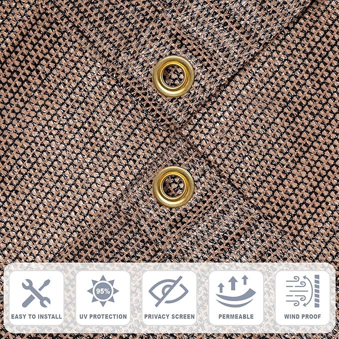 Cool Area Sun Shade Cloth with Grommets 6×13 FT Shade Panel Shade Tarp Screen Fabic for Outdoor Patio Pergola Cover Deck Garden, Brown (Customized)