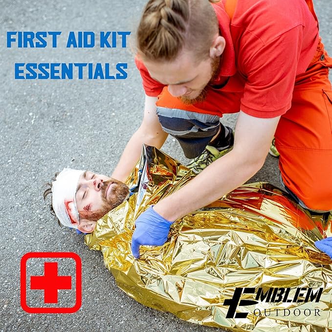 Thermal Emergency Blanket for Survival, Hiking, Camping, First Aid, and Bug Out Bag for Protection from Cold, Rain, and Weather Exposure. Extra Large Mylar-Survival Blanket for Car, Outdoors (6-Pack)