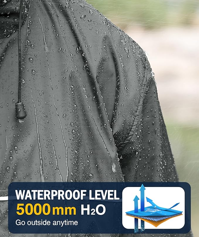 SWISSWELL Rain Jacket Men Waterproof Windbreaker, Lightweight Hooded Raincoat for Daily Casual