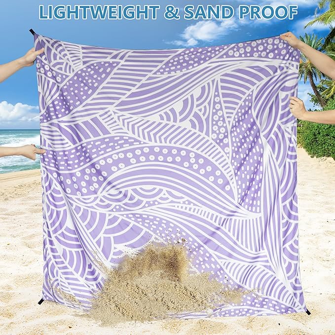 Beach Blanket Waterproof Sandproof Extra Large Beach Mat 79" X 83"/120"x108"for 1-8 Adults Quick Drying Durable Outdoor Picnic Mat for Beach Travel Camping Hiking