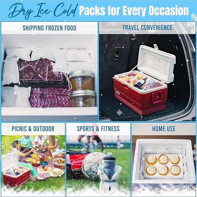 WORLD-BIO Shipping Ice Packs Small Cold Packs for Food Shipping, Long Lasting Dry Ice Packs for Coolers, Reusable Ice Sheets for Coolers Freezer Packs, 96 Cells