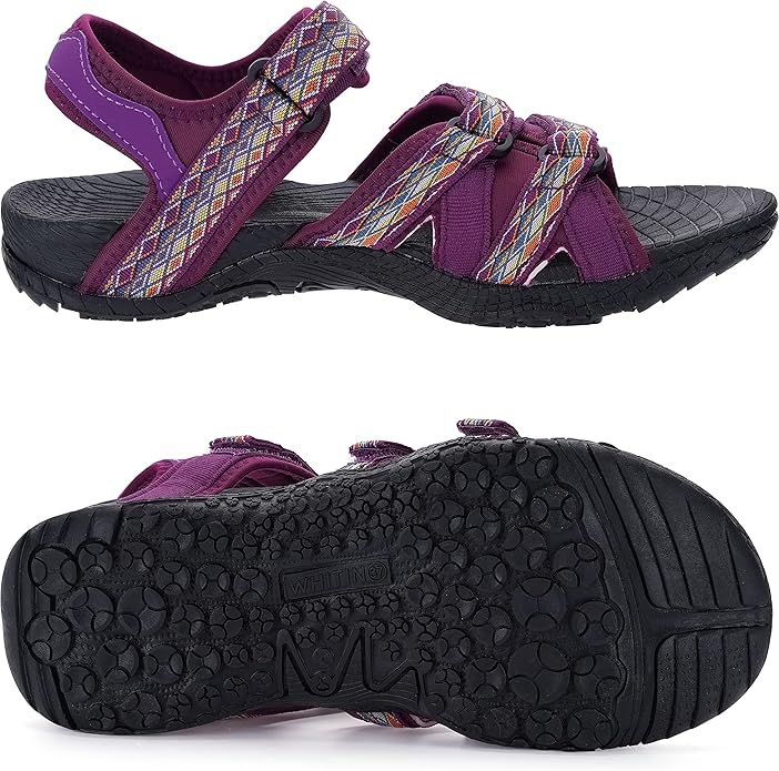 WHITIN Women’s Hiking Sandals with Arch Support | Adjustable Hook and Loop Straps | Durable Sport Sandals for Outdoor Adventure
