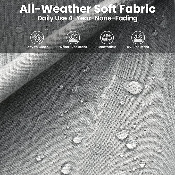 ovios 5 Pieces Patio Furniture Set with 42" Fire Pit Table, Outdoor Wicker Sofa with Loveseat, Comfy Cushions, High Back Couch Conversation Set, Grey Rattan, Grey