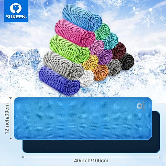Sukeen Chilly Towel (40"x12"), Breathable Microfiber Sports Towel for Yoga, Running, Camping & More Activities