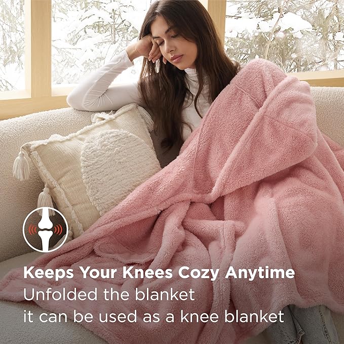 Bedsure Blanket Poncho for Women, Hooded Wearable Fleece Blanket for Adult, Winter Poncho Shawl Wrap Cape as Gifts for Mom