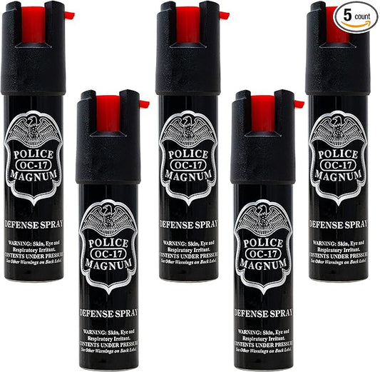 Police Magnum Compact Pepper Spray Self Defense- Tactical Maximum Heat Strength OC- Small Discreet Carry Canister- Made in The USA