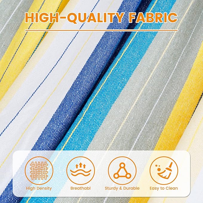 Lazy Daze Hammocks Cotton Fabric Spreader Bar Hammock, Outdoor Portable Hammock with Carrying Bag & Tree Straps for Bedroom, Patio, Backyard, Balcony, Max 450lbs Capacity, Blue & Yellow