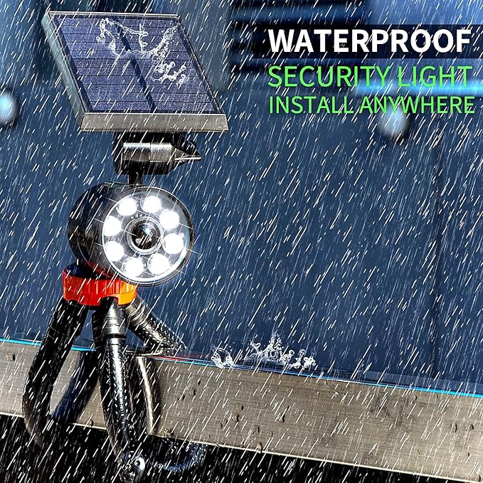 Camping Motion Sensor Light, Solar Spot Light Outdoor Aluminum Alloy, LED Solar Power Motion Sensor Flood Lights for Camp Porch Deck Path Patio Yand Post Step