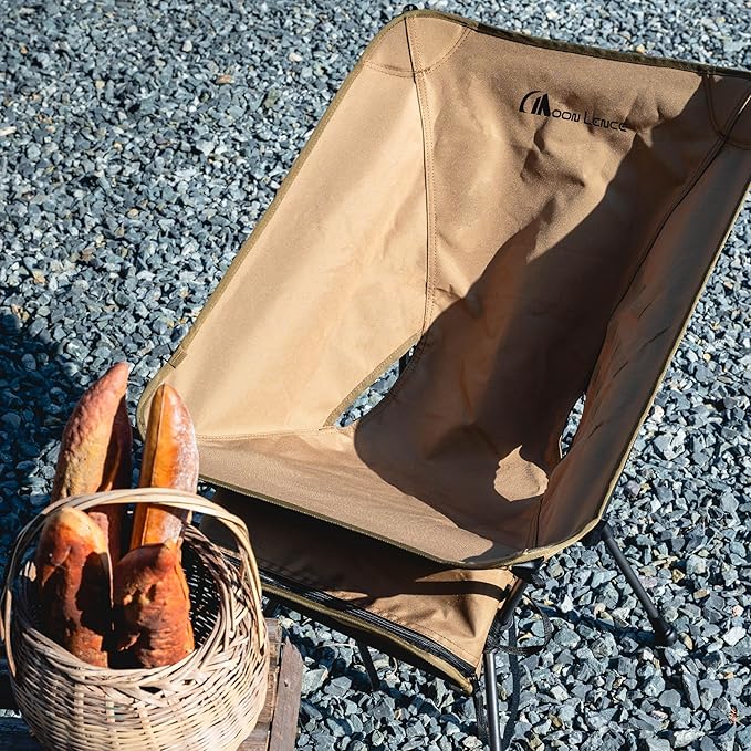 MOON LENCE Portable Camping Chair Plus, Upgraded Comfort & Size, Compact and Lightweight Still, Folding Chair for Backpacking & Hiking, 330Lbs Capacity (Khaki)