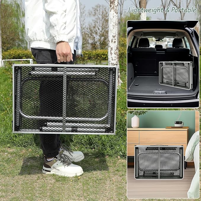 RedSwing Portable Grill Table for Outside, Aluminum Folding Grill Stand Table for Outdoor Camping Picnic BBQ, Lightweight Adjustable Height, (48"x24"x15"/28" Sliver)