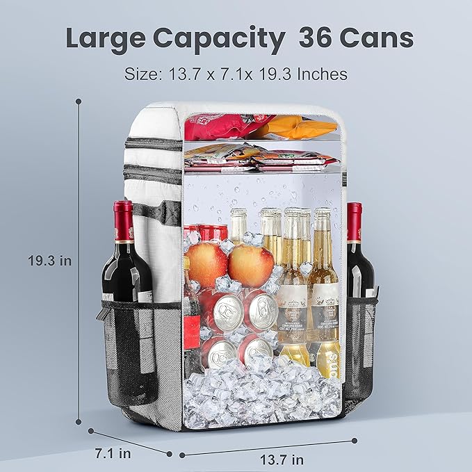 Cooler Backpack, 36 Cans Multifunctional Leakproof Cooler Backpack with Padded Top Handle, Mesh Pocket for Camping BBQ