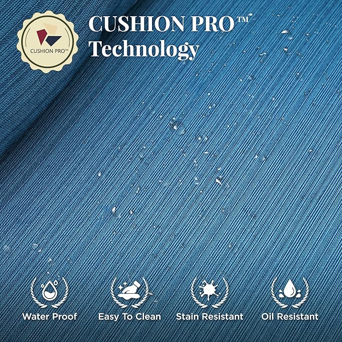 Patio Furniture Set with Fire Pit Table, 5 Pcs Metal Outdoor Conversation Set, 4 Single Chairs with 5.75" Extra Thick Cushion and 28" Fire Pit Table for Backyard Deck, Green Blue