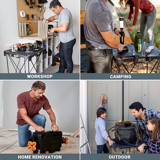 Worx WX066 Sidekick Folding Work Table, Portable All-in-one Work Bench