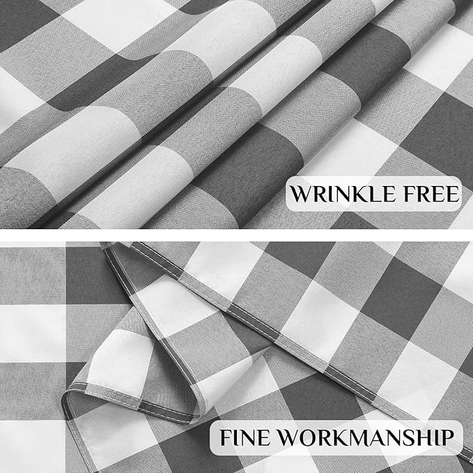 Softalker Gingham Checkered Rectangle Tablecloth - Waterproof Buffalo Plaid Table Cloth Stain Resistant Washable Table Cover for Picnic/Camping/Outdoor - Grey and White, 54 x 108 Inch
