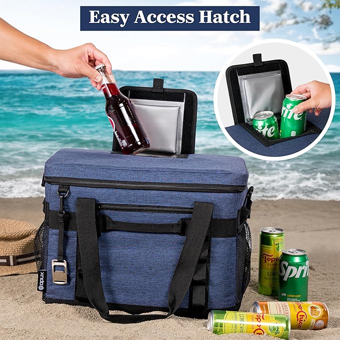 OPUX Cooler Bag, 48 Cans Insulated Soft Collapsible Portable Cooler, Soft Sided Leakproof Cooler for Beach Camping with Shoulder Strap, Ice Chest for Travel Road Trip Picnic, Navy Blue