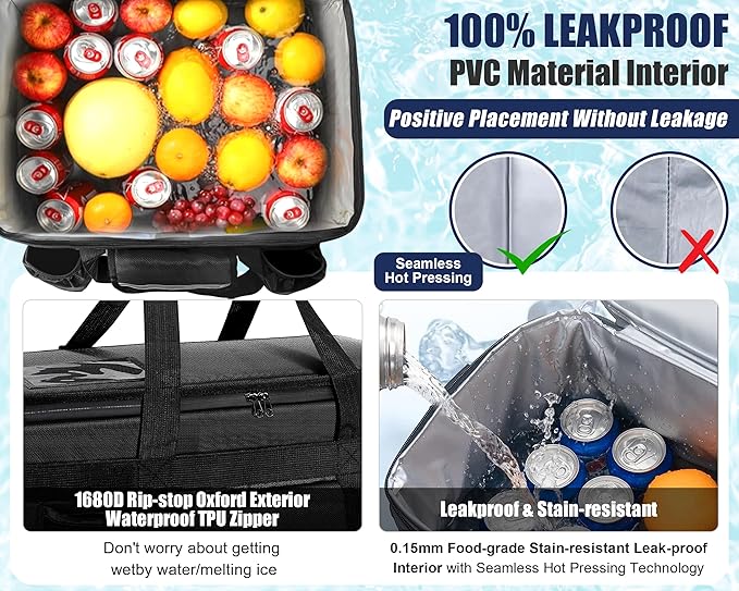 MyLifeUNIT 80 Cans Insulated Cooler Bag for Food & Pizza Delivery Bag Suitable for Car, Bike, Camping, Picnic, Beach, XXX-Large Size