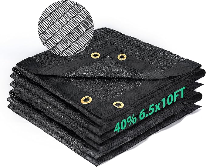 Kesfitt Garden 40% Shade Cloth, Resistant Sun Shade Net 6.5x10FT Mesh Tarp with HDPE Material and Reinforced Grommets Shade Trap for Greenhouse, Plant, Pergola, and Backyard Patio Sunshade