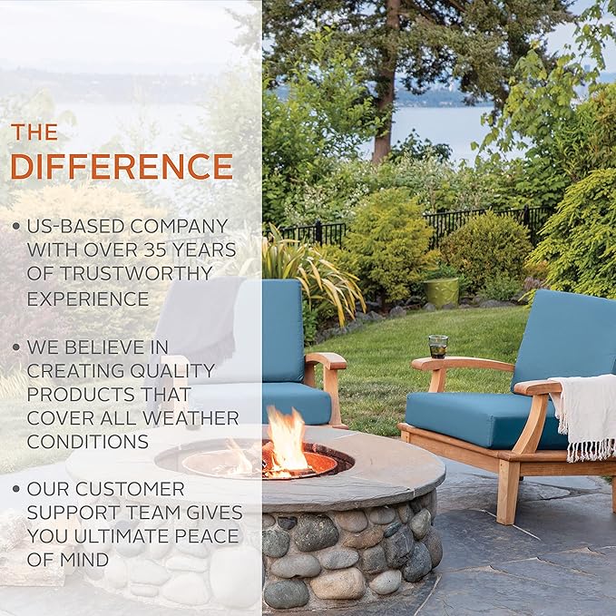 Classic Accessories Ravenna Water-Resistant 23 x 23 x 5 Inch Square Patio Seat Cushion Slip Cover & Foam, Dark Taupe, Lounge Chair Cushion