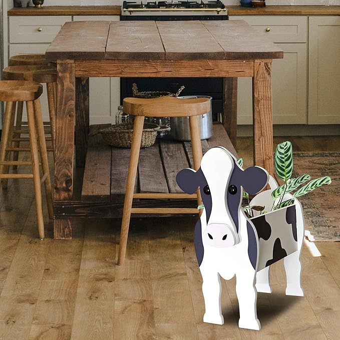 Dairy Cow Planter, Pet Shape Garden Pots Plant Pots for Indoor/Outdoor Gardens Decoration, Cute, Surprise Gifts/Souvenirs for Pet Lovers(Large)