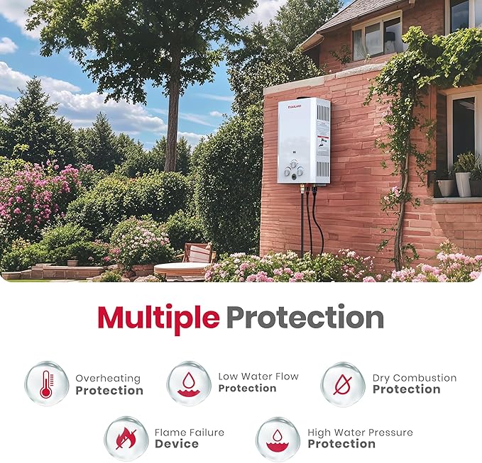 GASLAND 4.22GPM Outdoor Propane Tankless Water Heater, 16L Gas Outdoor Shower, On Demand Hot Water Heater for Off Grid