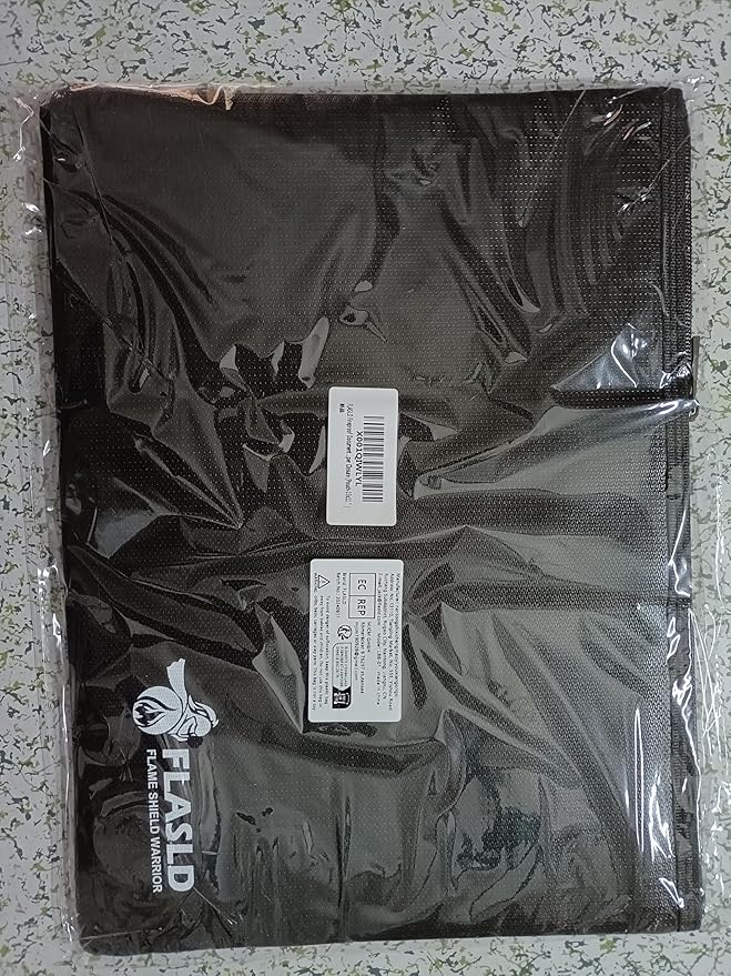 FLASLD Fireproof Document Money Bags, Large Fireproof Wallet Pouch, Safe Bag for Cash, Valuables & Passport, with Silicone Coating & Zipper Closure (Pouch-15x11”)