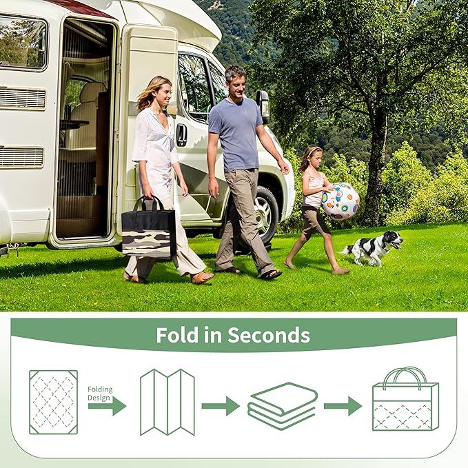 GENIMO Outdoor Rug for Patio Clearance, 6'x9' Waterproof Camping Mat, Reversible Plastic Straw Rugs for RV, Camper, Balcony, Backyard, Picnic, Deck (Coffee&Brown)