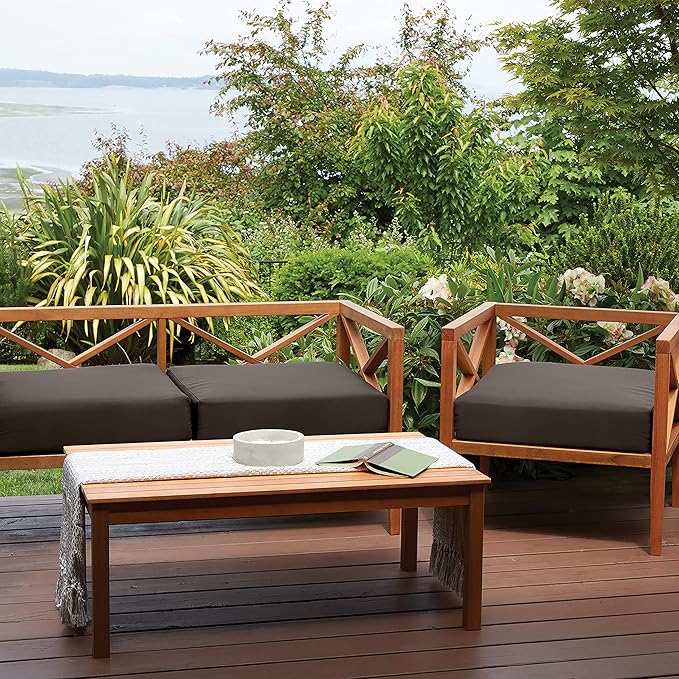 Classic Accessories Ravenna Water-Resistant 23 x 23 x 5 Inch Square Patio Seat Cushion Slip Cover & Foam, Espresso, Lounge Chair Cushion
