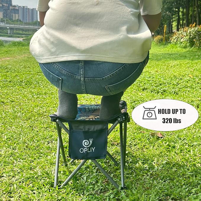 Opliy Camping Stool 2 Pack,13.5 Inch Portable Folding Stool for Outdoor Gardening and Beach Hiking Fishing,Foot Stool with Carry Bag (Green)